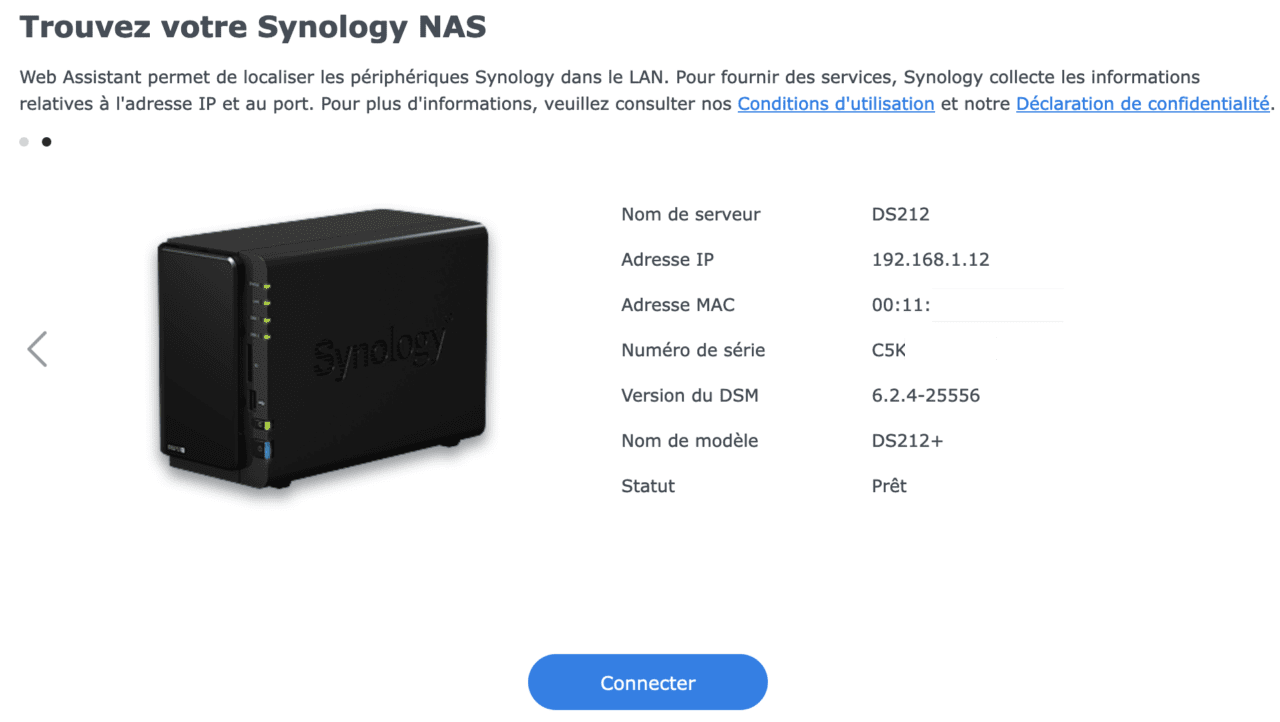 Trouver son NAS Synology avec l'assistant web