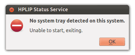 HPLIP : résoudre l’erreur “no system tray detected on this system”